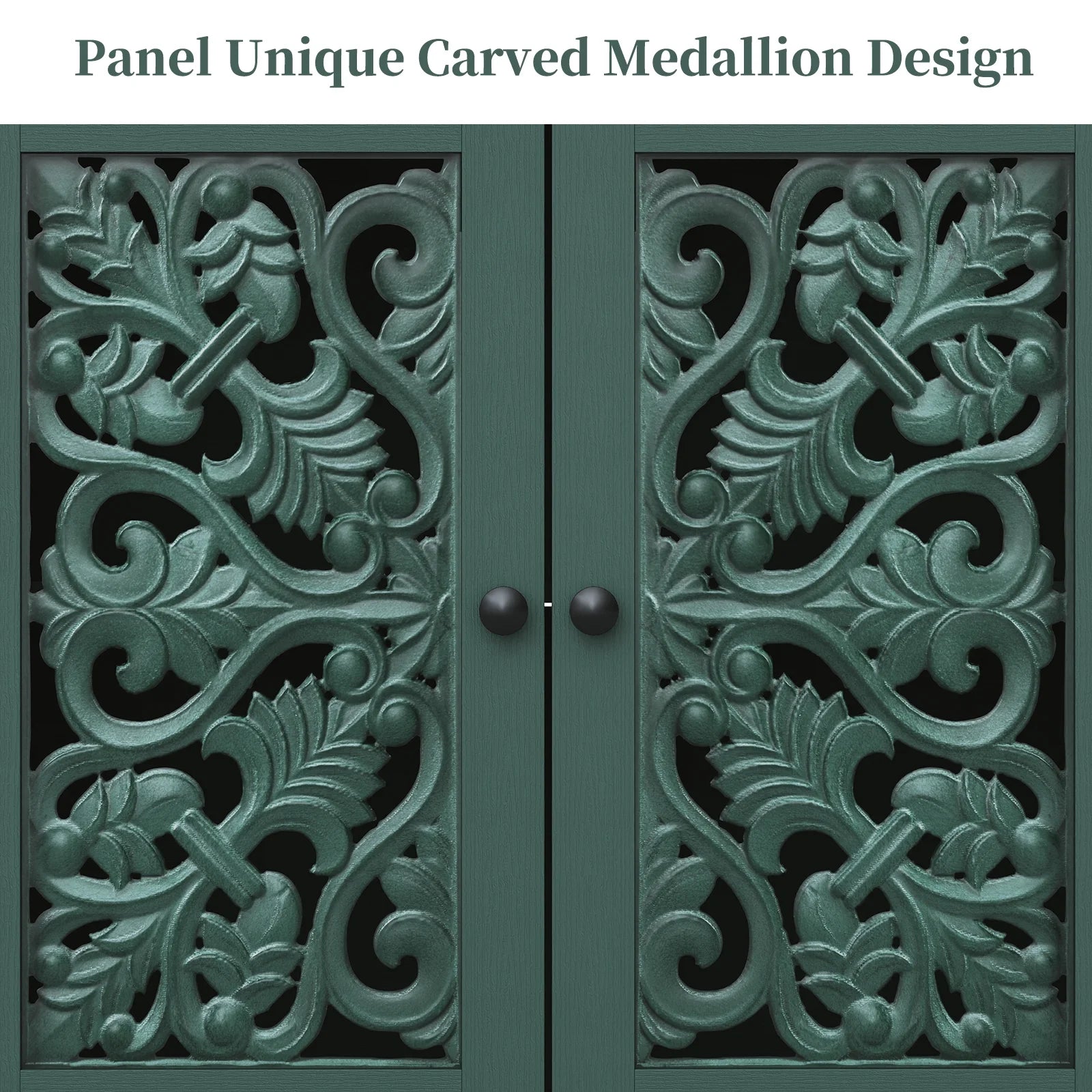 HLR 48" Accent Cabinet with 4 Doors, Vintage Hollow Carving Storage Credenza - Product image 79