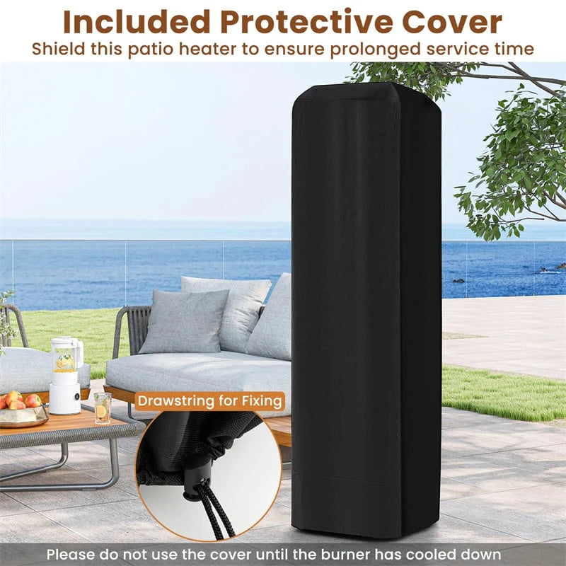 40, 000 BTU Outdoor Propane Patio Heater with Tempered Glass Tube, Wheels & Cover - Product image 8
