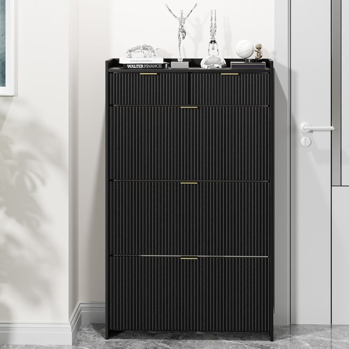 Shoe Cabinet, Free Standing Tipping Bucket Shoe Rack Organizer with 3 Flip Drawers - Product image 3