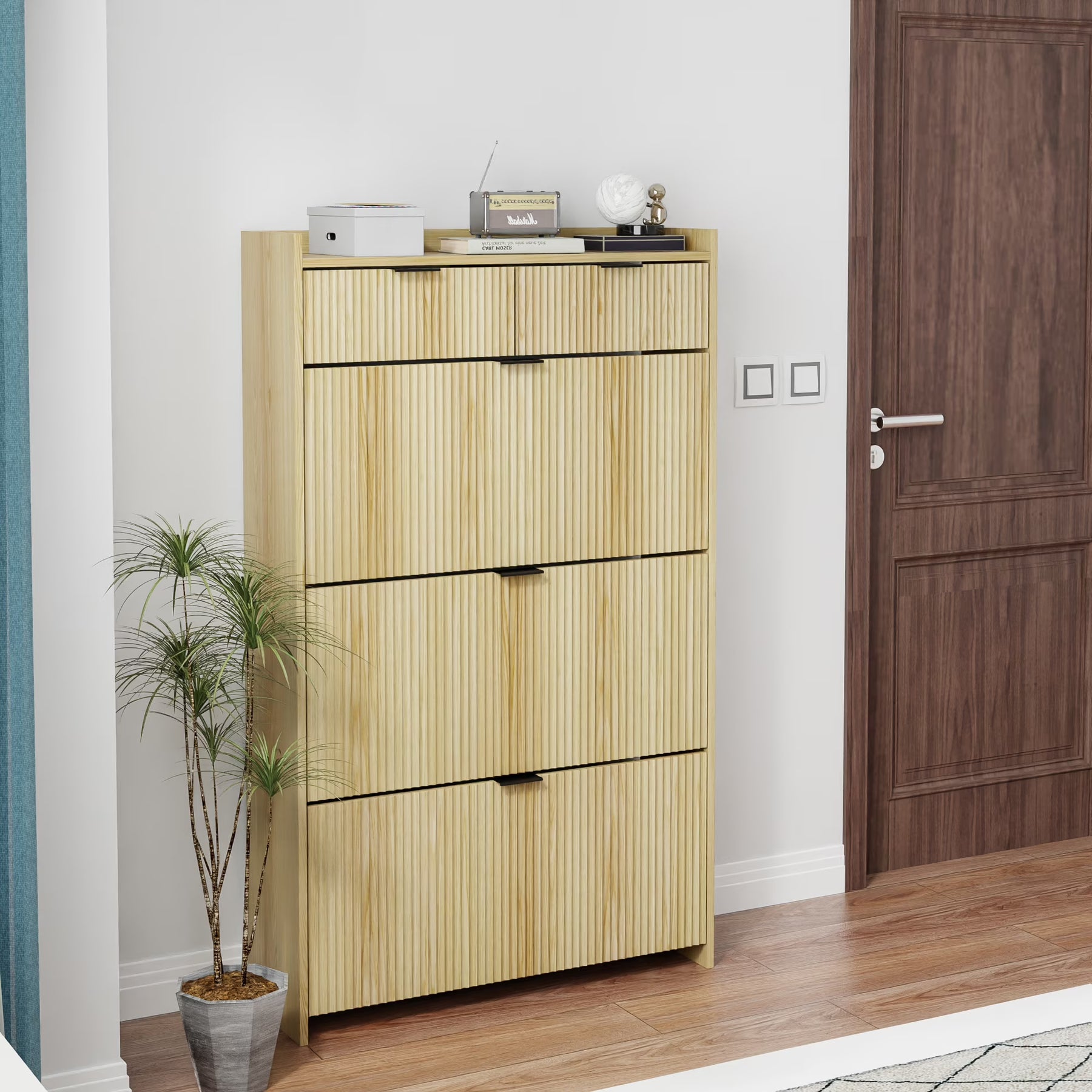 Shoe Cabinet, Free Standing Tipping Bucket Shoe Rack Organizer with 3 Flip Drawers - Product image 5
