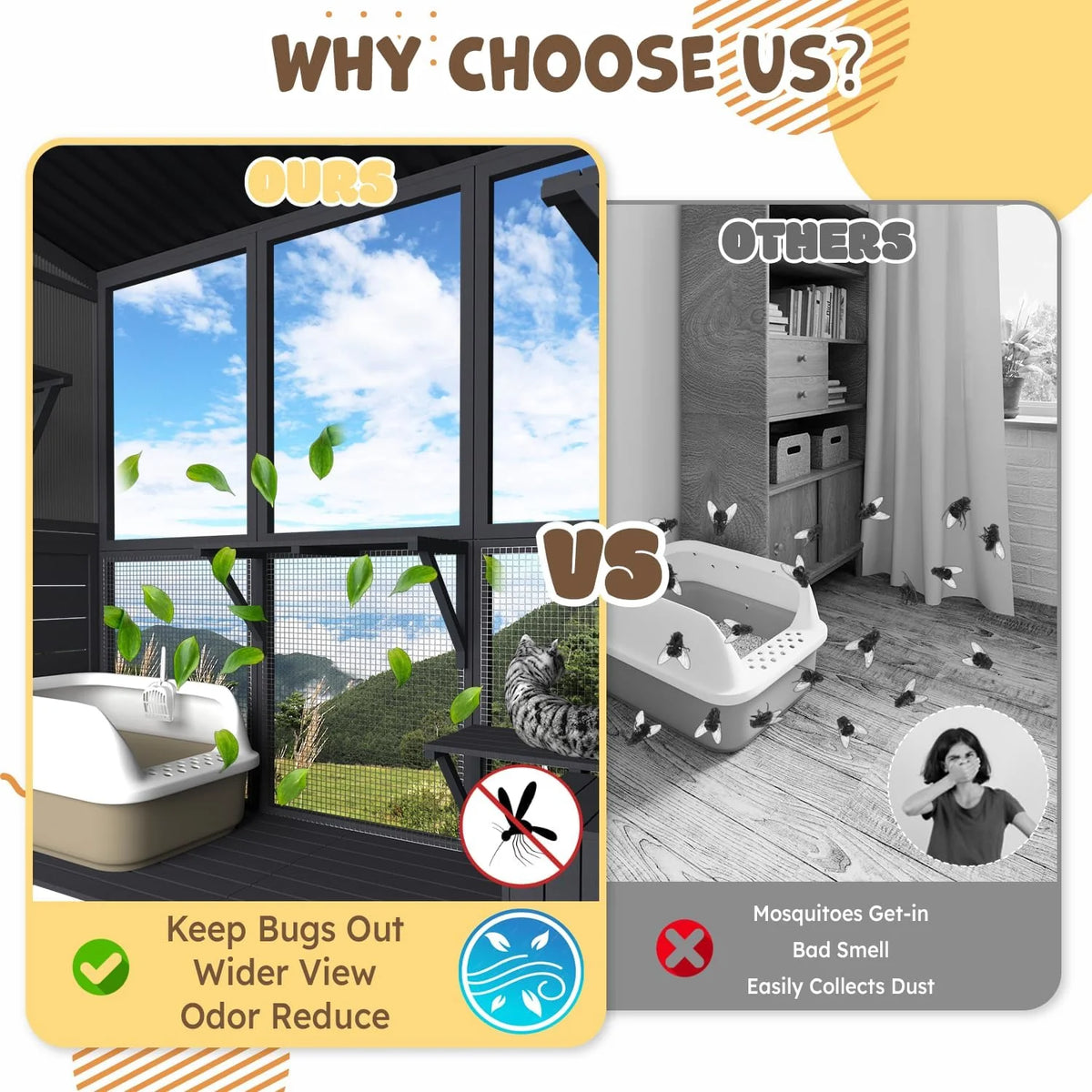 AECOJOY Catio Outdoor Cat Enclosure with Window Access, Large Window Catio Wood Cat House with 4 Platforms - Product image 5