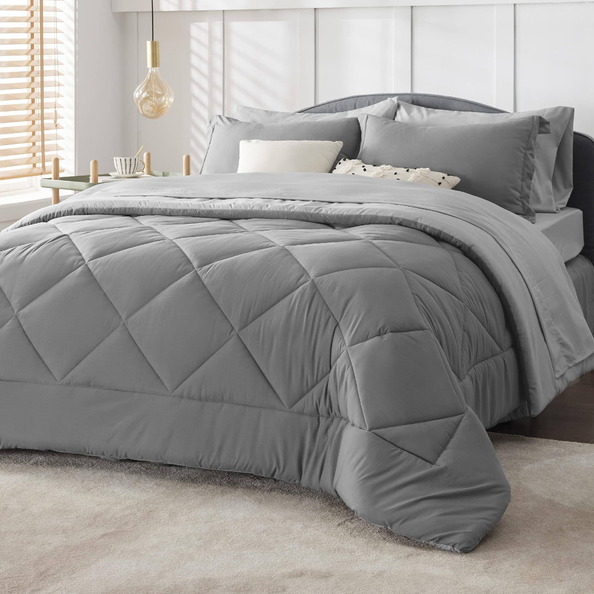 Bedsure Queen Comforter Set - 8 Pieces Reversible Bed Set Bed in A Bag Queen with Comforters Sheets - Product image 1