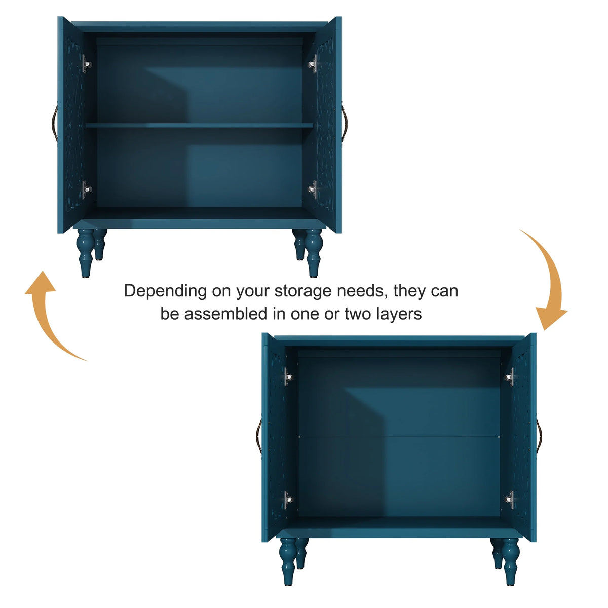 HLR 48" Accent Cabinet with 4 Doors, Vintage Hollow Carving Storage Credenza - Product image 32