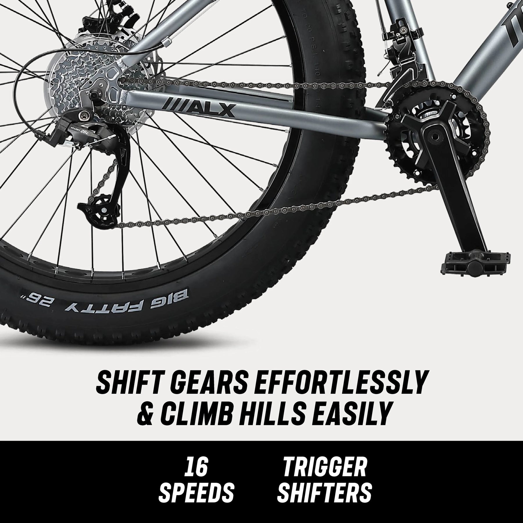 26" Mongoose Dolomite ALX Unisex Fat Tire Mountain Bike, Gray, Ages 12+ - Product image 7