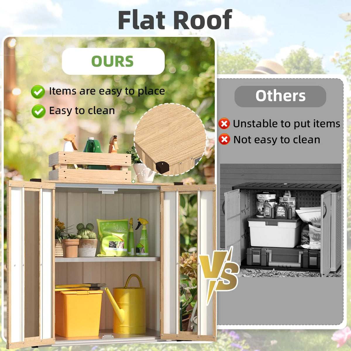 AECOJOY Small Outdoor Storage Cabinet Waterproof with Shelves, Vertical Garden Storage Sheds - Product image 6