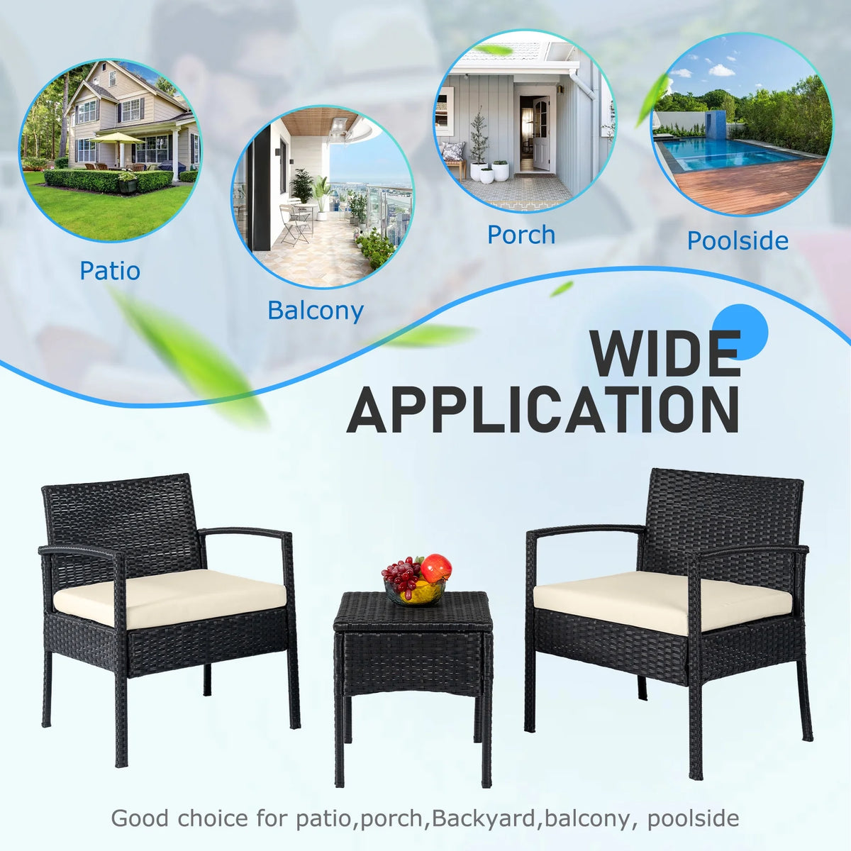 Tappio Outdoor Furniture 3 Piece Patio Bistro Furniture Set, Rattan Conversation Chairs Set with Side - Product image 51