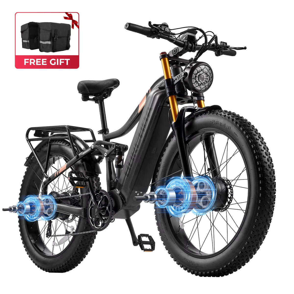 Dual Motors AWD 2000W Electric Bike for Adult 26'', UL2849 48V 30AH Removable Battery E - Product image 1