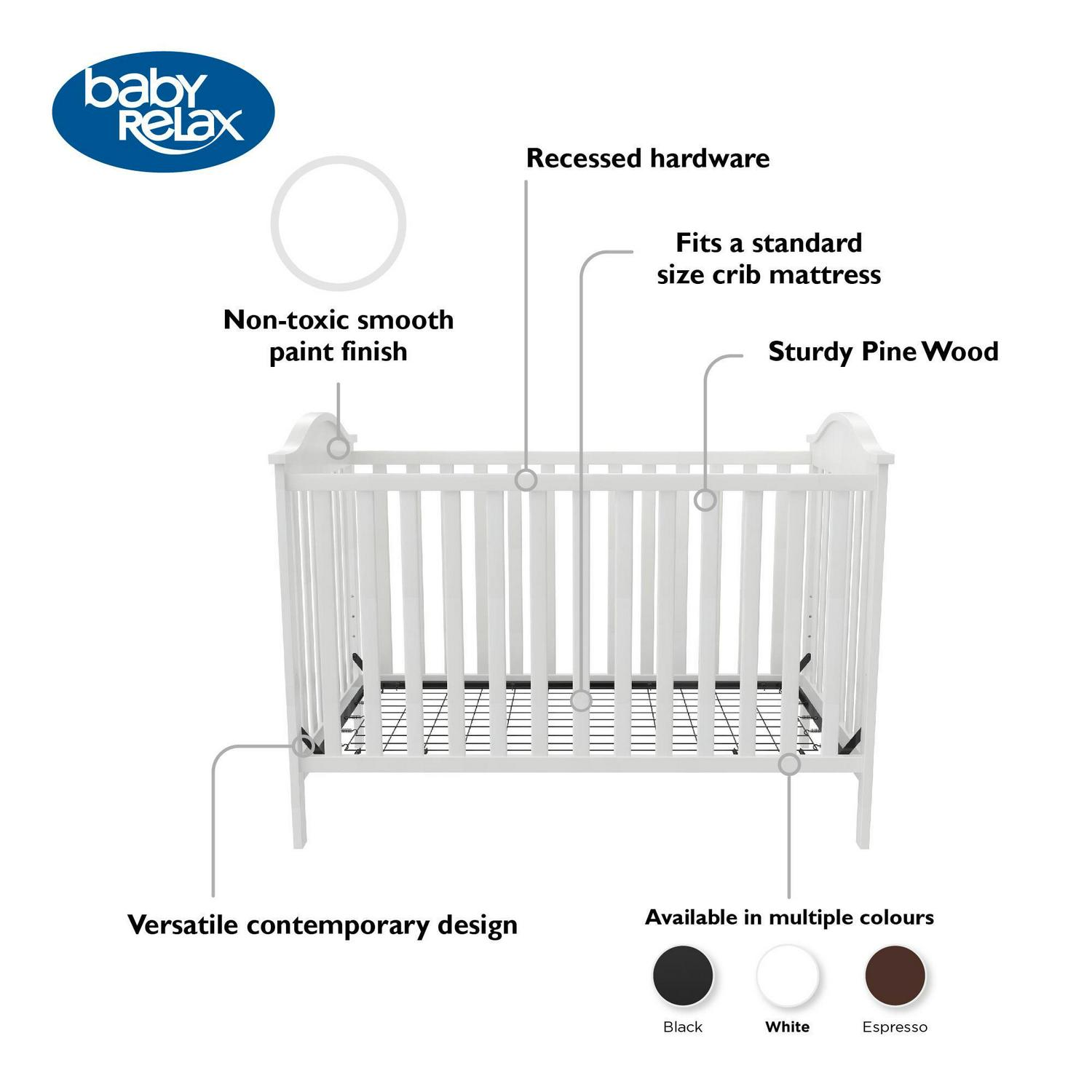 Baby Relax Adele 3 - in - 1 Convertible Crib. White - Product image 4