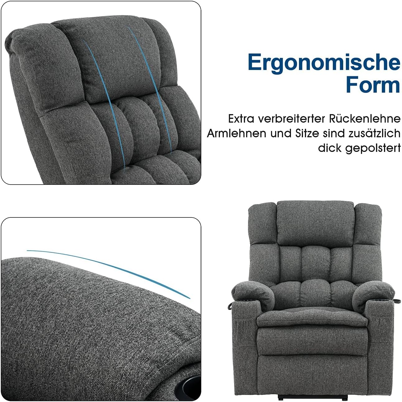 MCombo 7546 Electric Relaxation Chair with 3 Separately Adjustable Motors