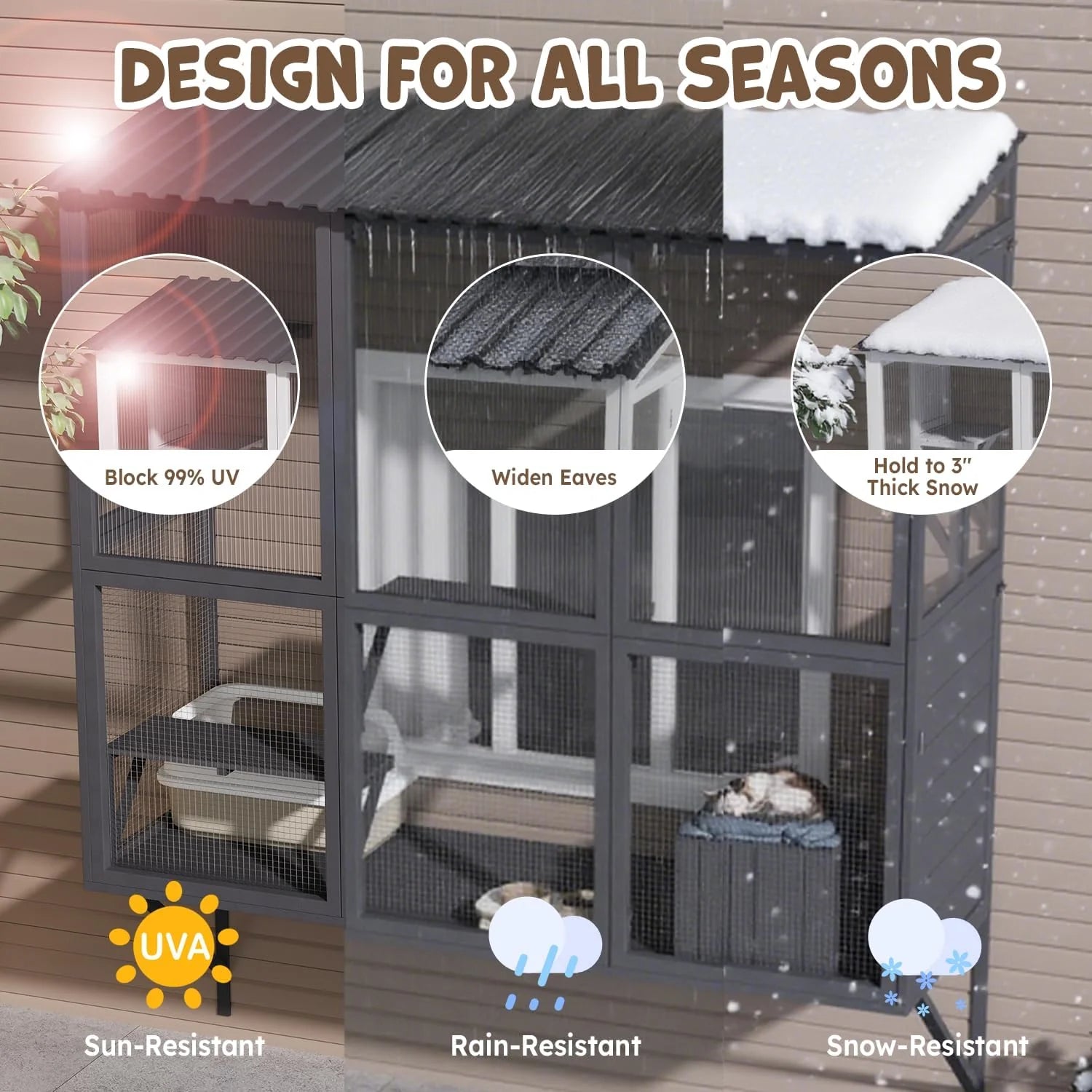 AECOJOY Catio Outdoor Cat Enclosure with Window Access, Large Window Catio Wood Cat House with 4 Platforms - Product image 8