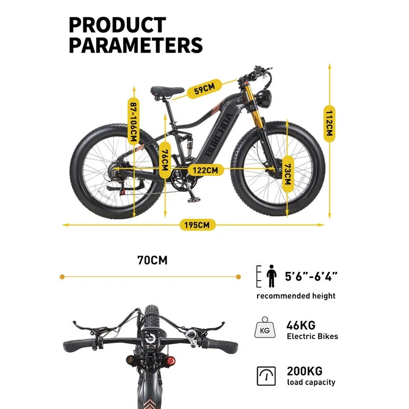 Dual Motors AWD 2000W Electric Bike for Adult 26'', UL2849 48V 30AH Removable Battery E - Product image 21