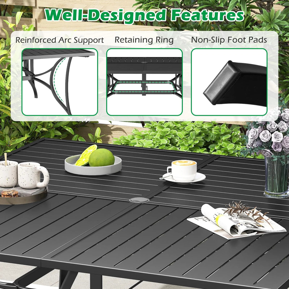 Tangkula 60" x 60" Metal Patio Dining Table for 8(60" x 60") - Product image 8