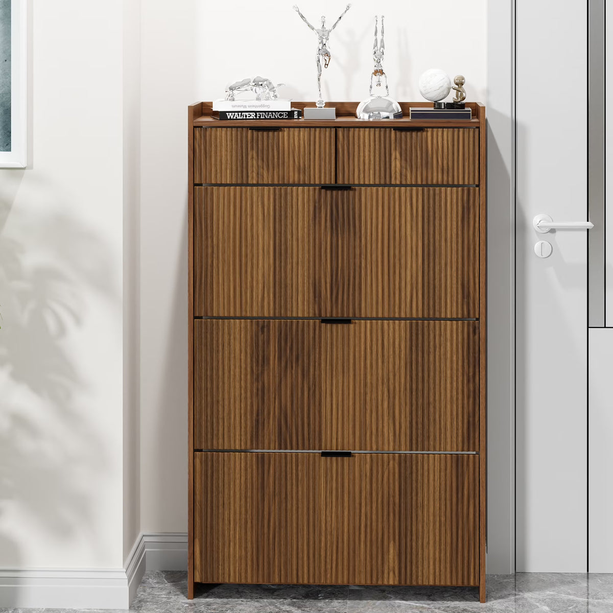 Shoe Cabinet, Free Standing Tipping Bucket Shoe Rack Organizer with 3 Flip Drawers - Product image 1