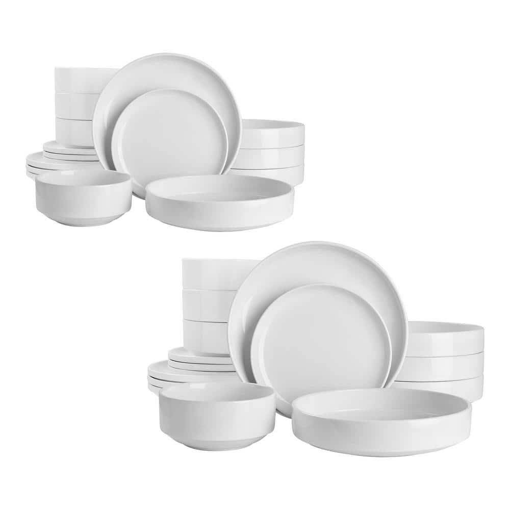 Home Decorators Collection Chastain 32-Piece Solid Stoneware Dinnerware Set in Gloss White (Service for 8) - Product image 1