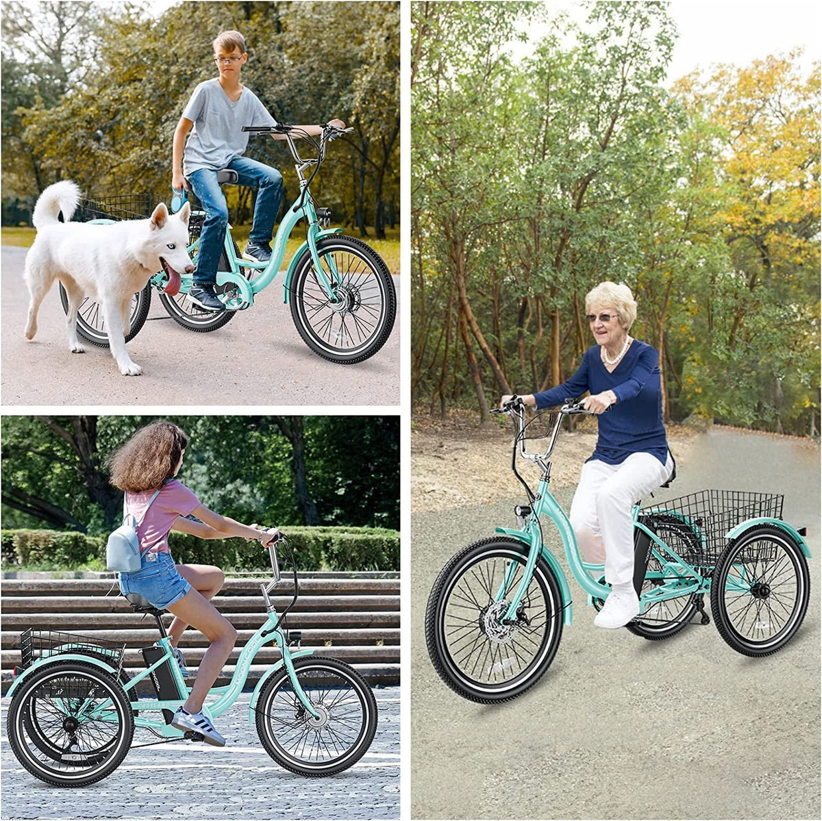 MOONCOOL Electric Tricycle, 350W 36V 24 in 7 Speeds 3 Wheels Electric Bikes for Adults - Product image 8