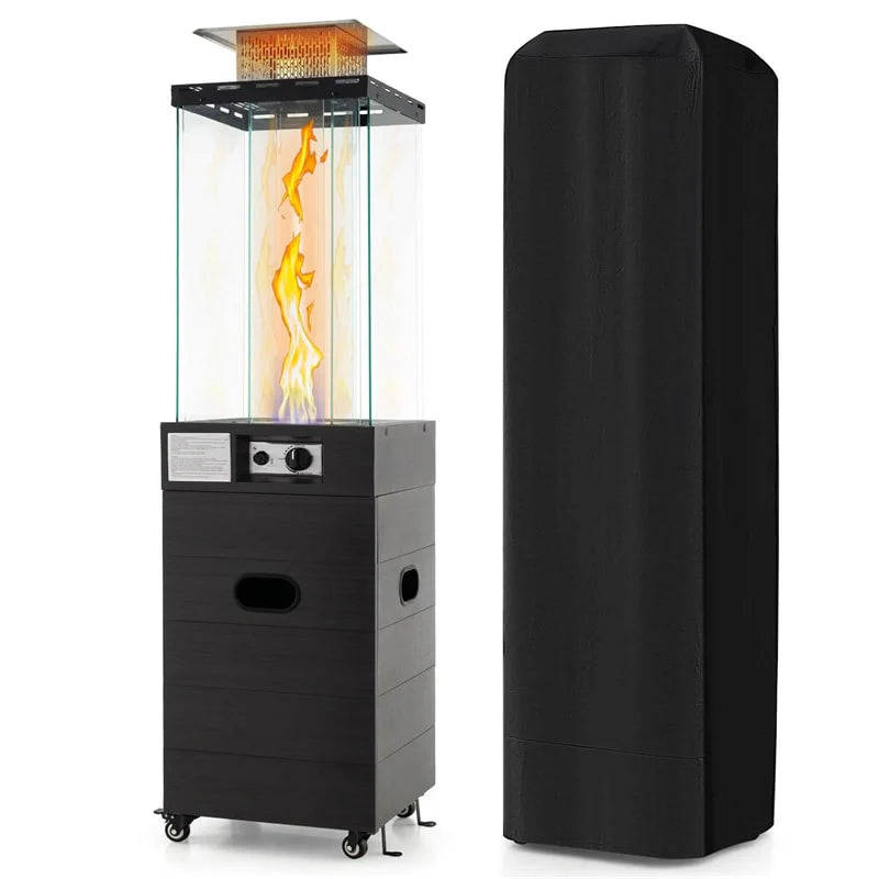 40, 000 BTU Outdoor Propane Patio Heater with Tempered Glass Tube, Wheels & Cover - Product image 1