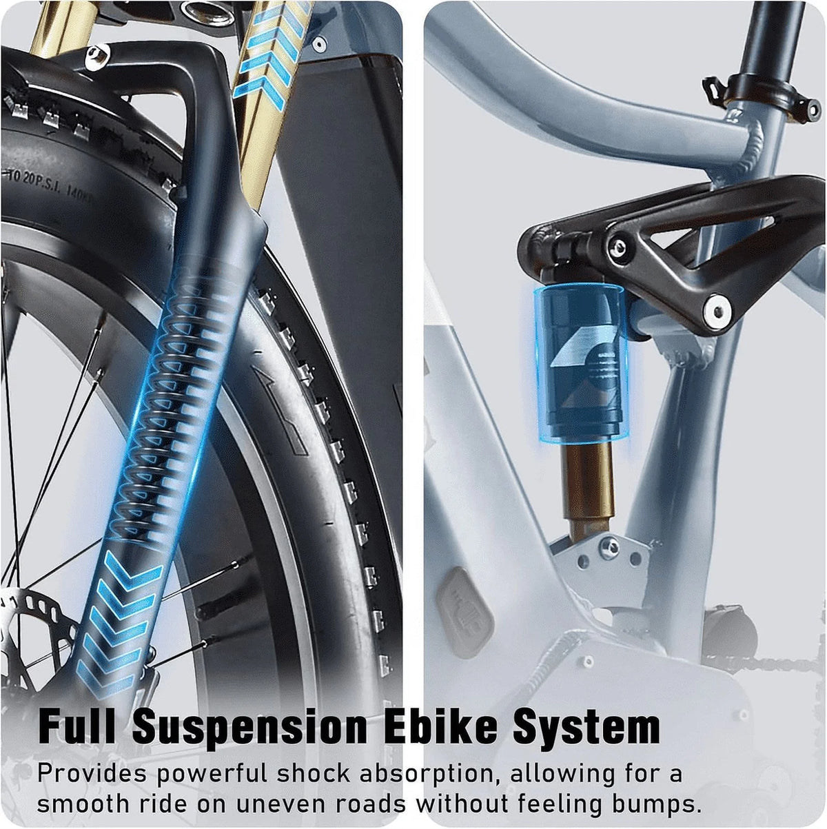 Dual Motors AWD 2000W Electric Bike for Adult 26'', UL2849 48V 30AH Removable Battery E - Product image 30