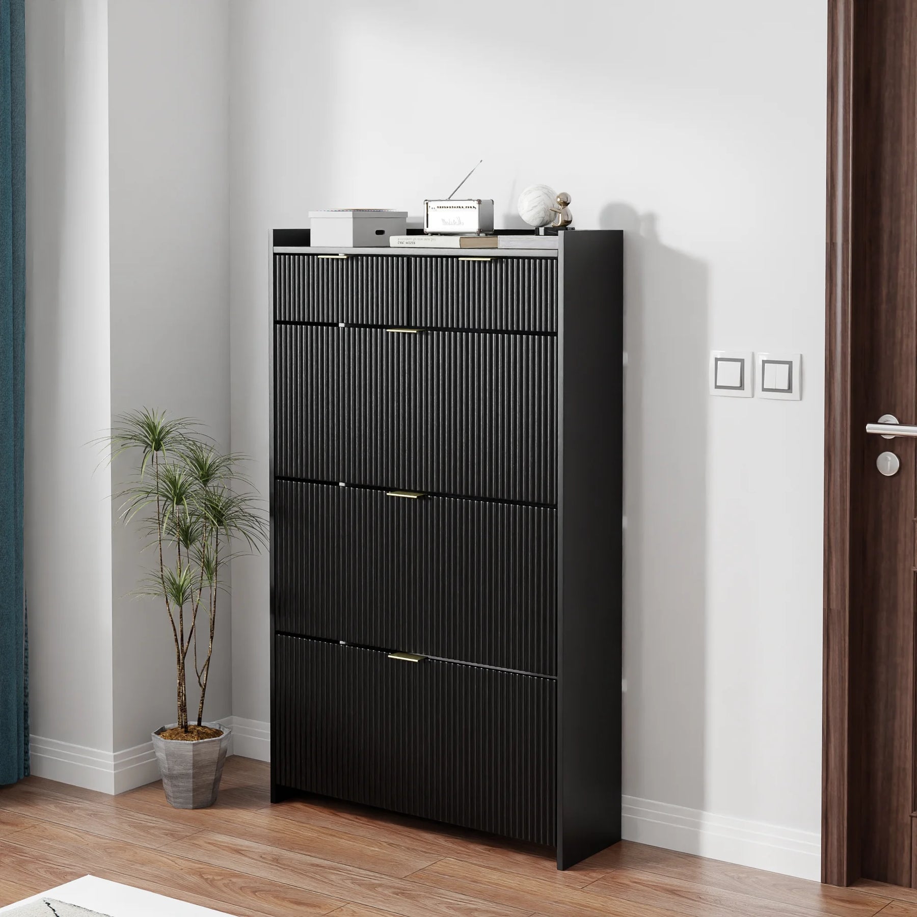 Shoe Cabinet, Free Standing Tipping Bucket Shoe Rack Organizer with 3 Flip Drawers - Product image 13