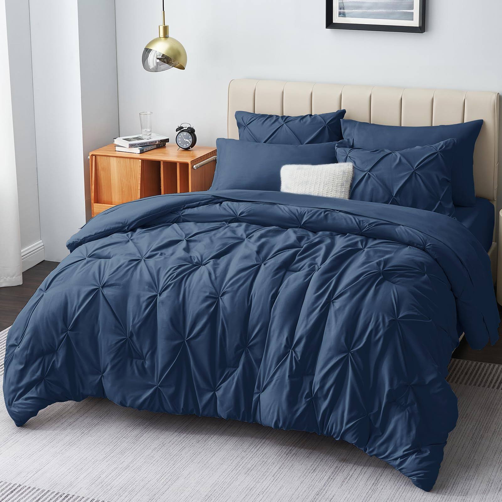 CozyLux King Size Comforter Set - 7 Pieces Comforters King Size Navy Blue - Product image 1