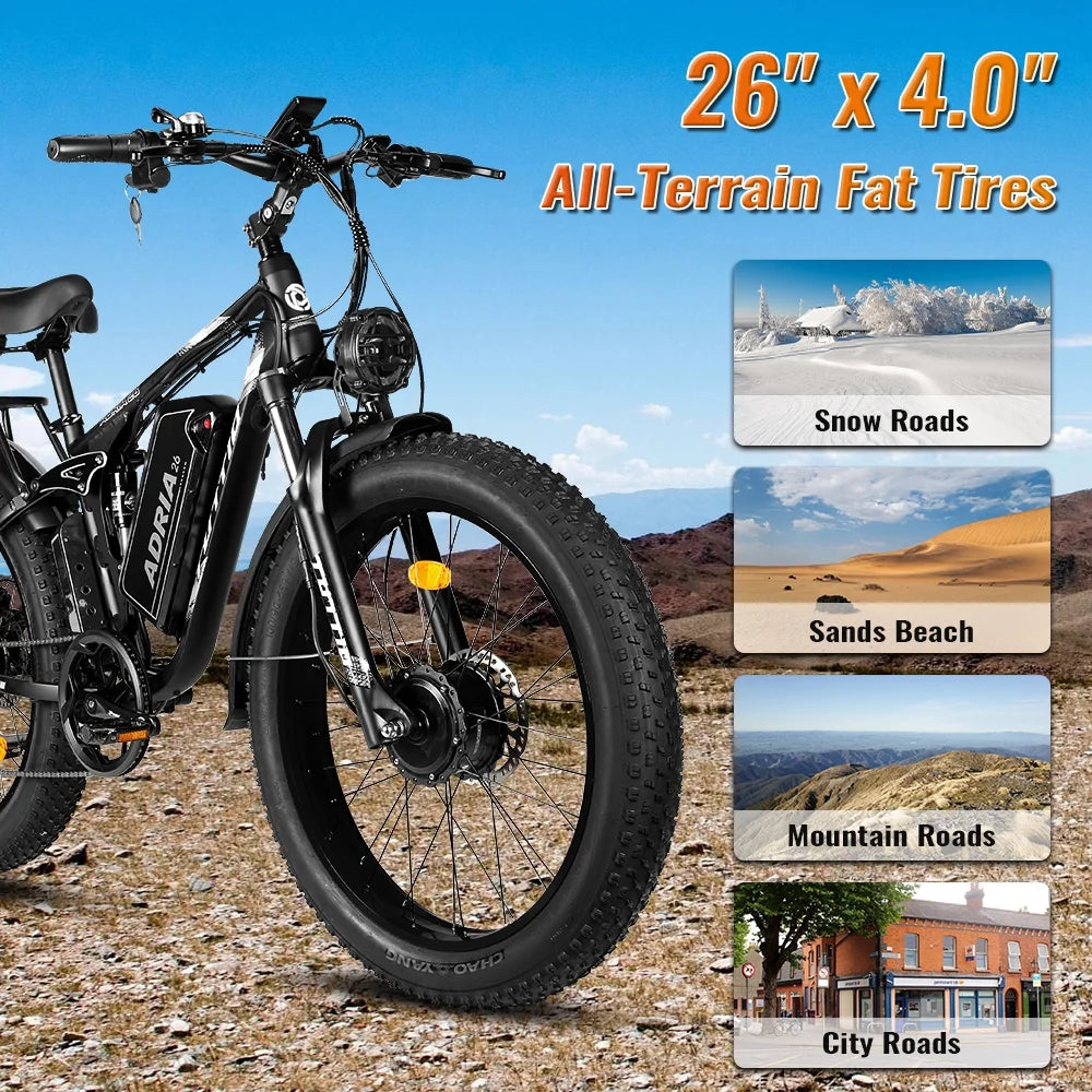 TUTTIO Adria26 5000W Electric Mountain Bike for Adults, 26" Fat Tire E - Bike for Men, 7 Speed, Max 46mph - Product image 3
