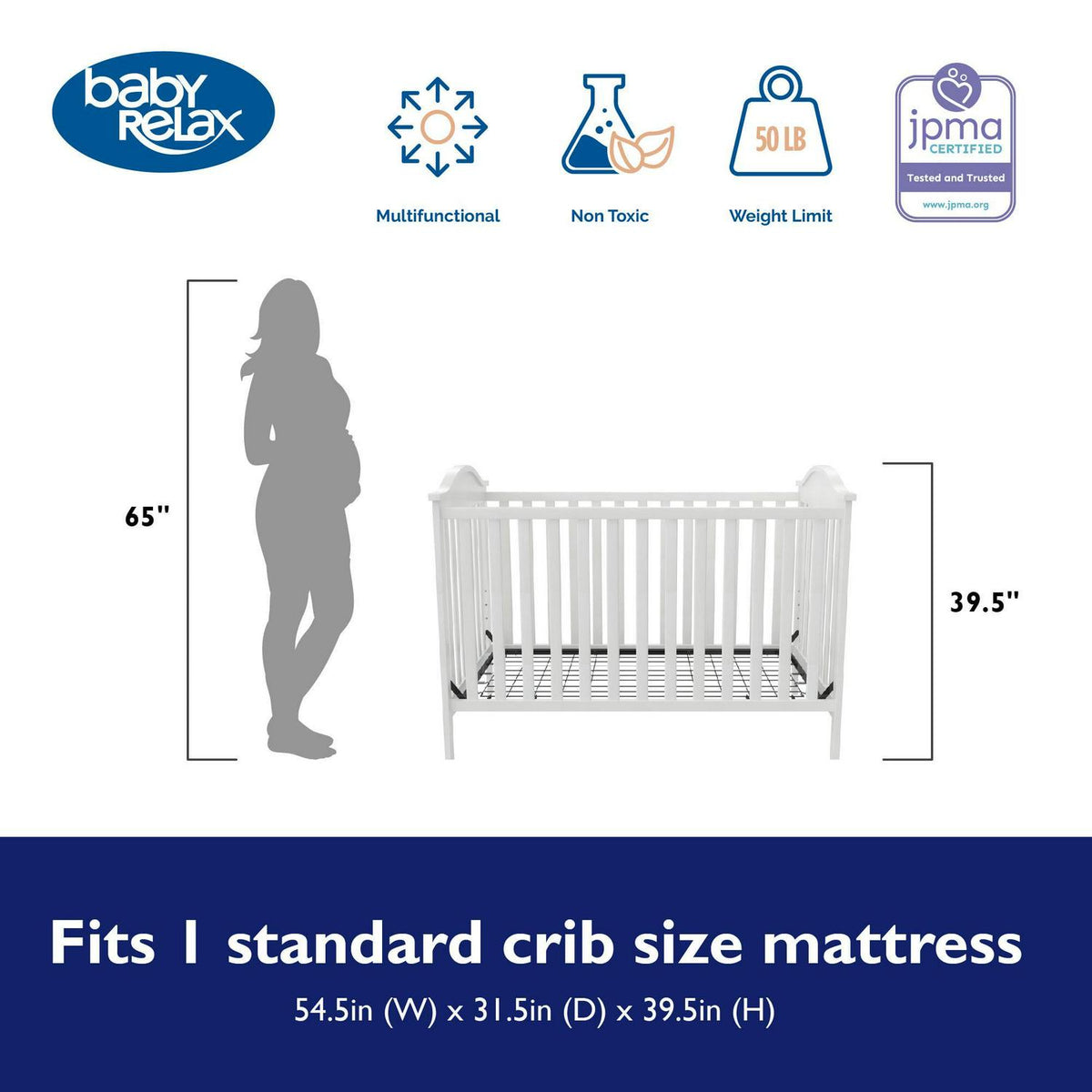 Baby Relax Adele 3 - in - 1 Convertible Crib. White - Product image 5