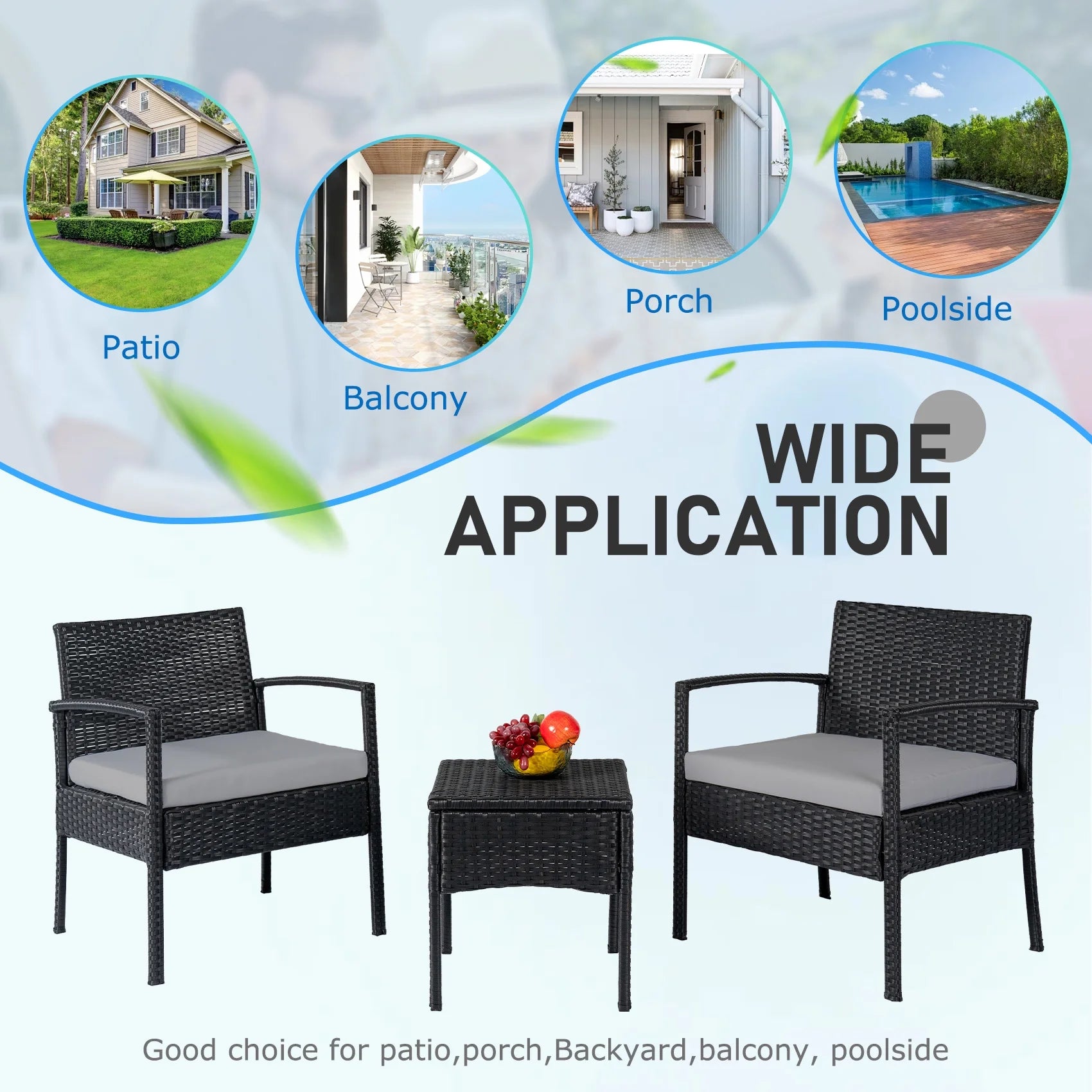 Tappio Outdoor Furniture 3 Piece Patio Bistro Furniture Set, Rattan Conversation Chairs Set with Side - Product image 44