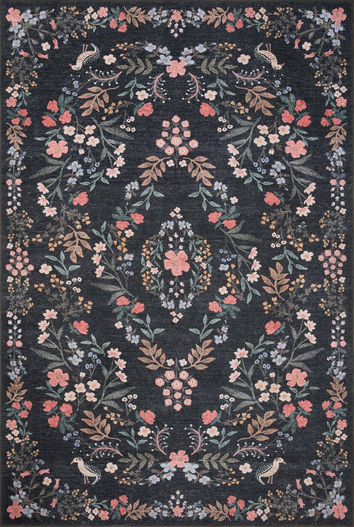 Rifle Paper Co. x Loloi 2'6" x 12'0" Black Maison Tuileries (MAO-04) Runner Area Rug - Product image 1