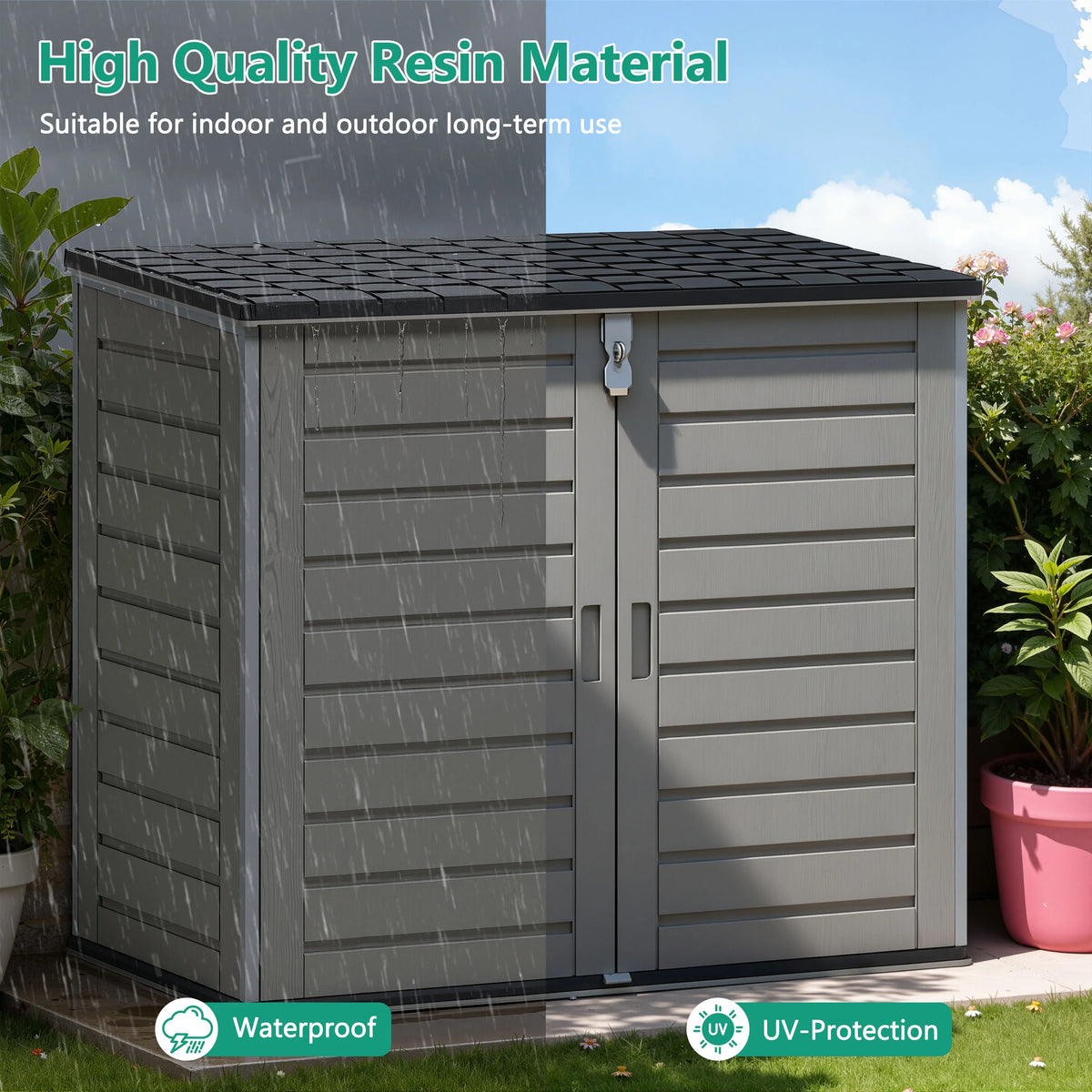51 cu ft Outdoor Storage Shed, Resin Storage Cabinet with Door & Lock, Multi - Product image 5