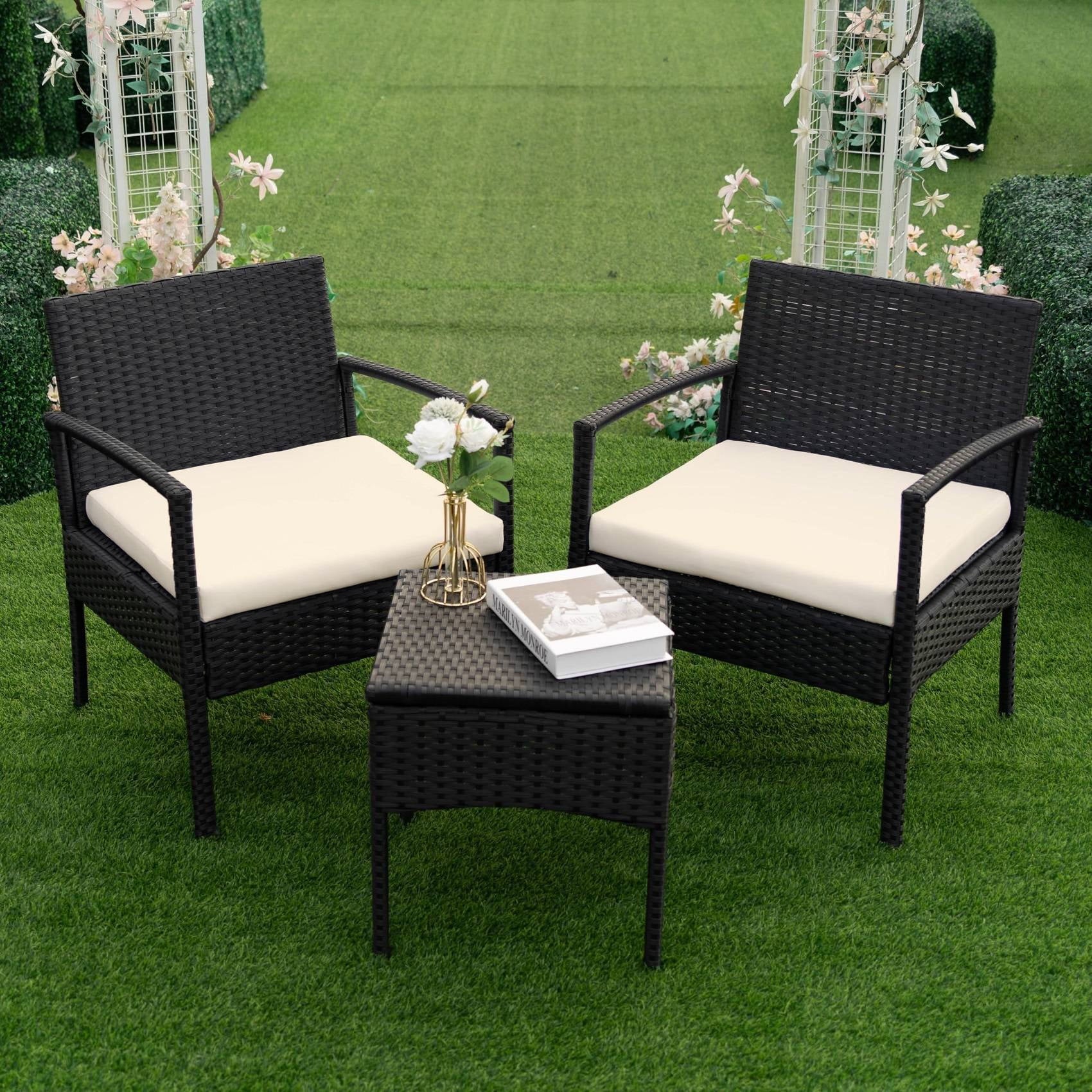 Tappio Outdoor Furniture 3 Piece Patio Bistro Furniture Set, Rattan Conversation Chairs Set with Side - Product image 53
