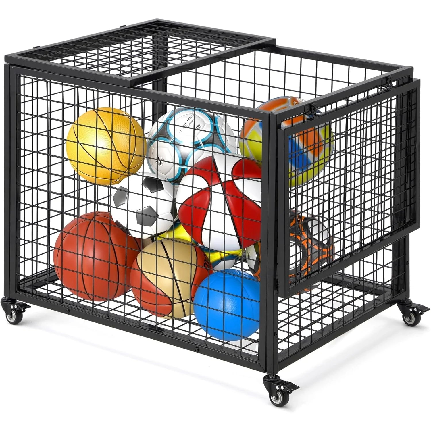 AECOJOY Ball Cart Storage, Rolling Basketball Bin with Wheels for Garage, School, Gym - Product image 1