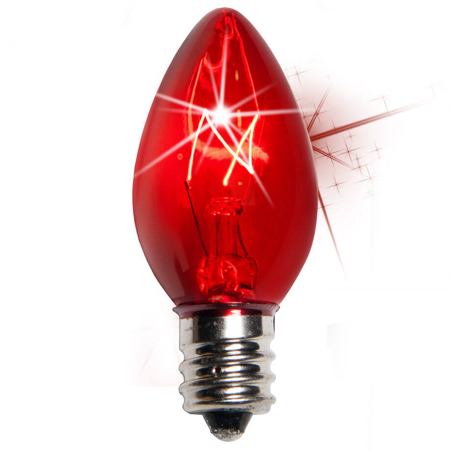 Wintergreen Lighting C7 Twinkle Transparent Bulbs, Set of 25, Red - Product image 1