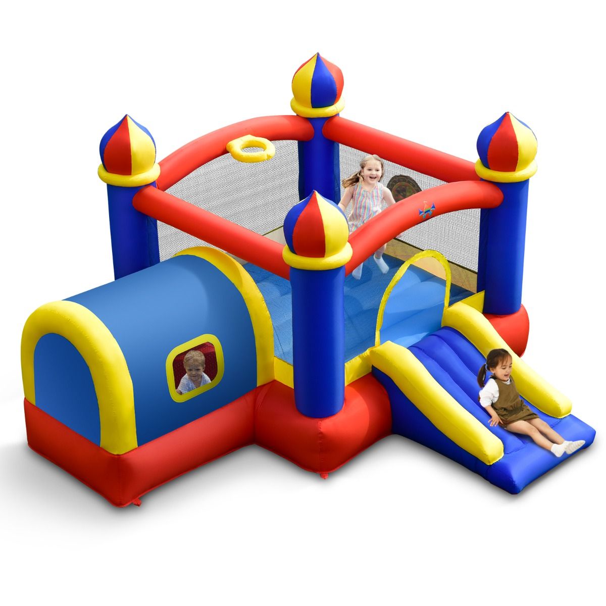 Inflatable Castle for Children with Bouncing Space Small House Slide Basketball Hoop (without inflator) -
