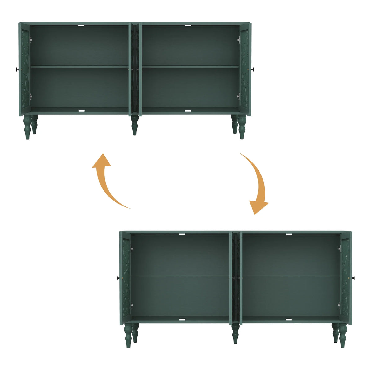 HLR 48" Accent Cabinet with 4 Doors, Vintage Hollow Carving Storage Credenza - Product image 81