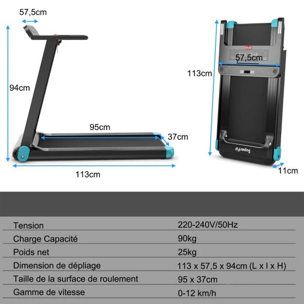 Electric treadmill foldable fitness mat for home with app control blue 20_0009499 -