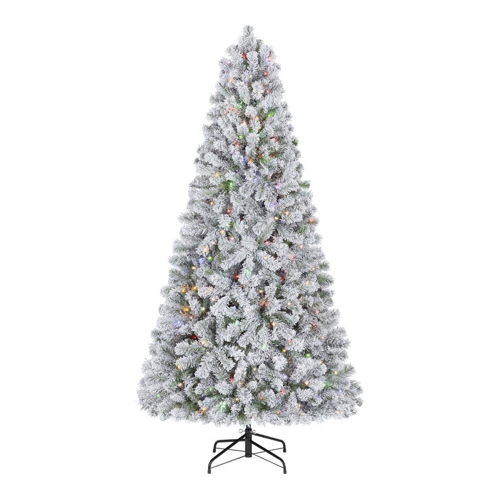 Home Accents Holiday 6.5 ft. Pre-Lit LED Festive Pine Flocked Artificial Christmas Tree - Product image 1