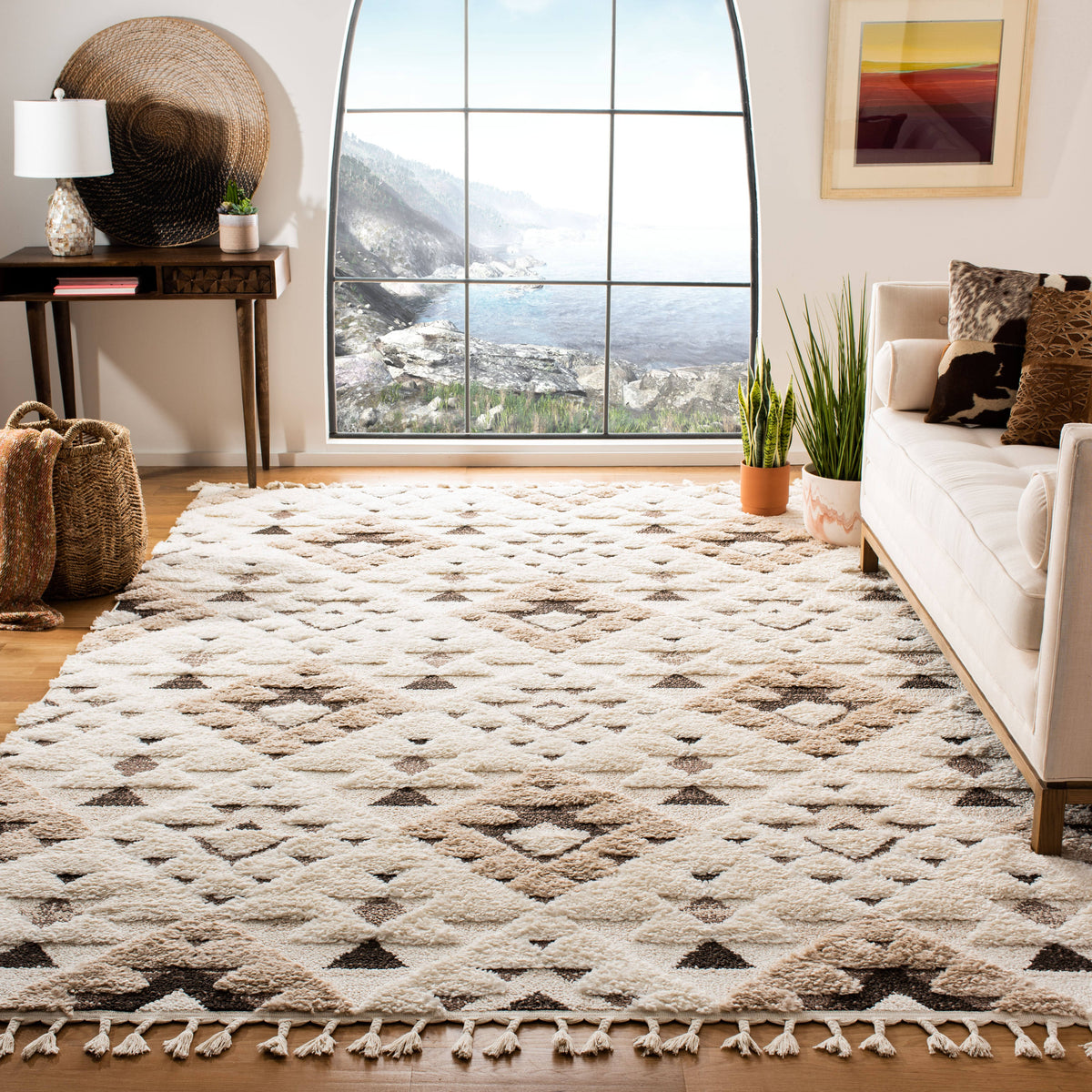 Safavieh Moroccan Tassel Shag MTS688A Ivory /Brown Rug - 8' x 10' - Product image 1
