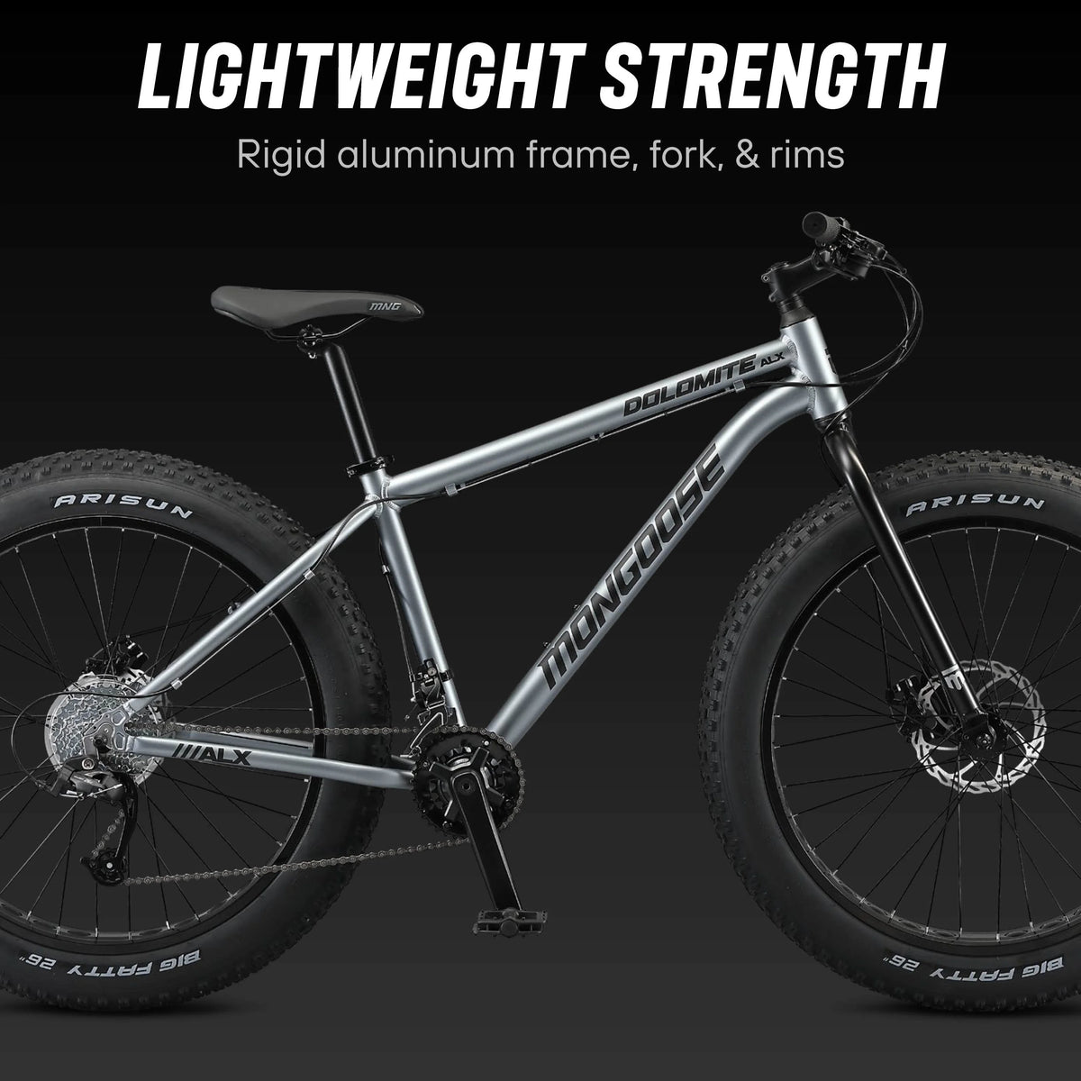 26" Mongoose Dolomite ALX Unisex Fat Tire Mountain Bike, Gray, Ages 12+ - Product image 3