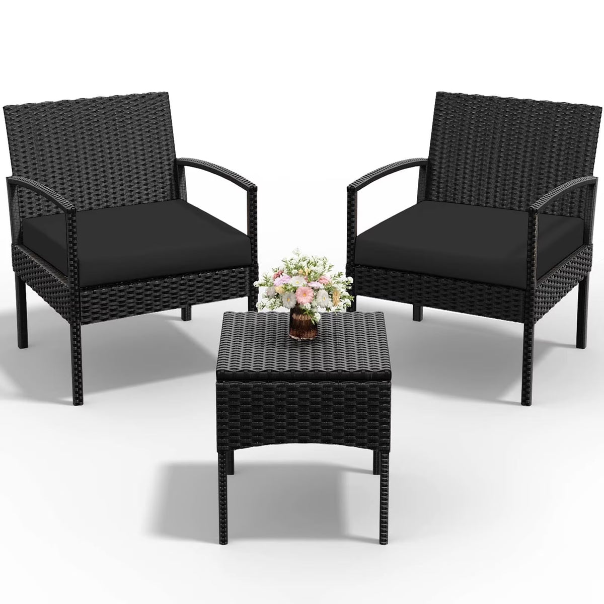 Tappio Outdoor Furniture 3 Piece Patio Bistro Furniture Set, Rattan Conversation Chairs Set with Side Table - Product image 7