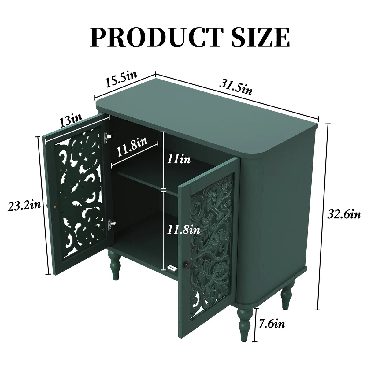 HLR 48" Accent Cabinet with 4 Doors, Vintage Hollow Carving Storage Credenza - Product image 103