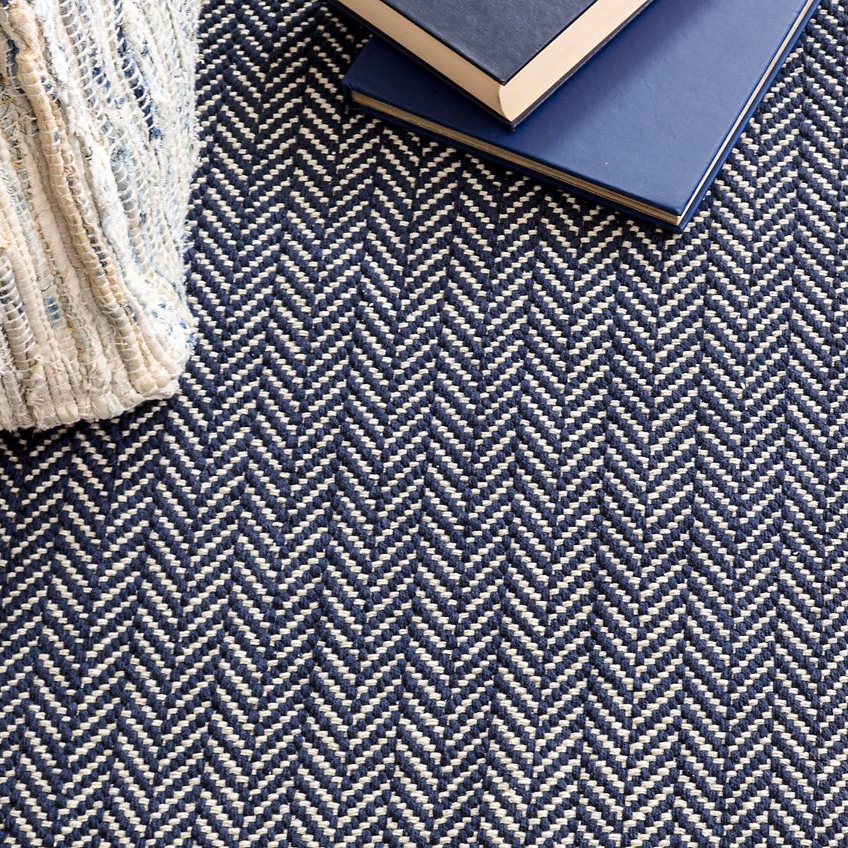 Dash & Albert Herringbone Indigo Cotton Woven Rug 9ft x 12ft - Product image 1