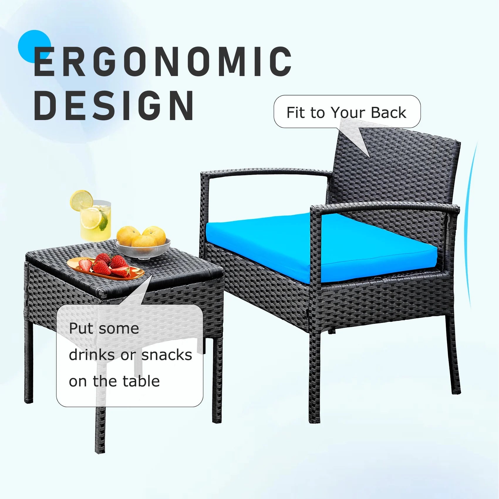 Tappio Outdoor Furniture 3 Piece Patio Bistro Furniture Set, Rattan Conversation Chairs Set with Side - Product image 25