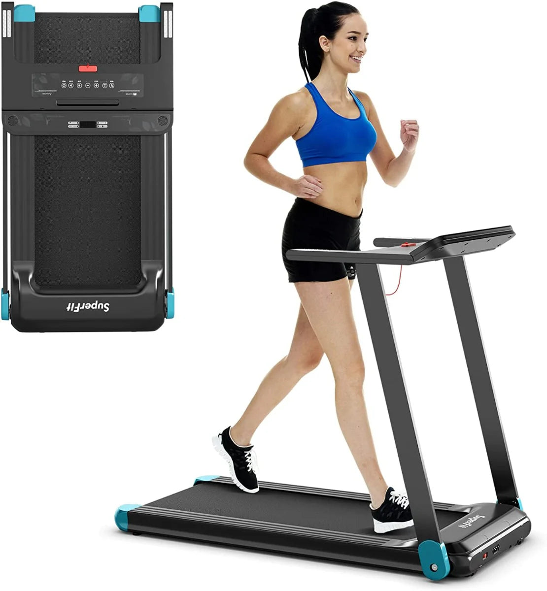 Electric treadmill foldable fitness mat for home with app control blue 20_0009499 -