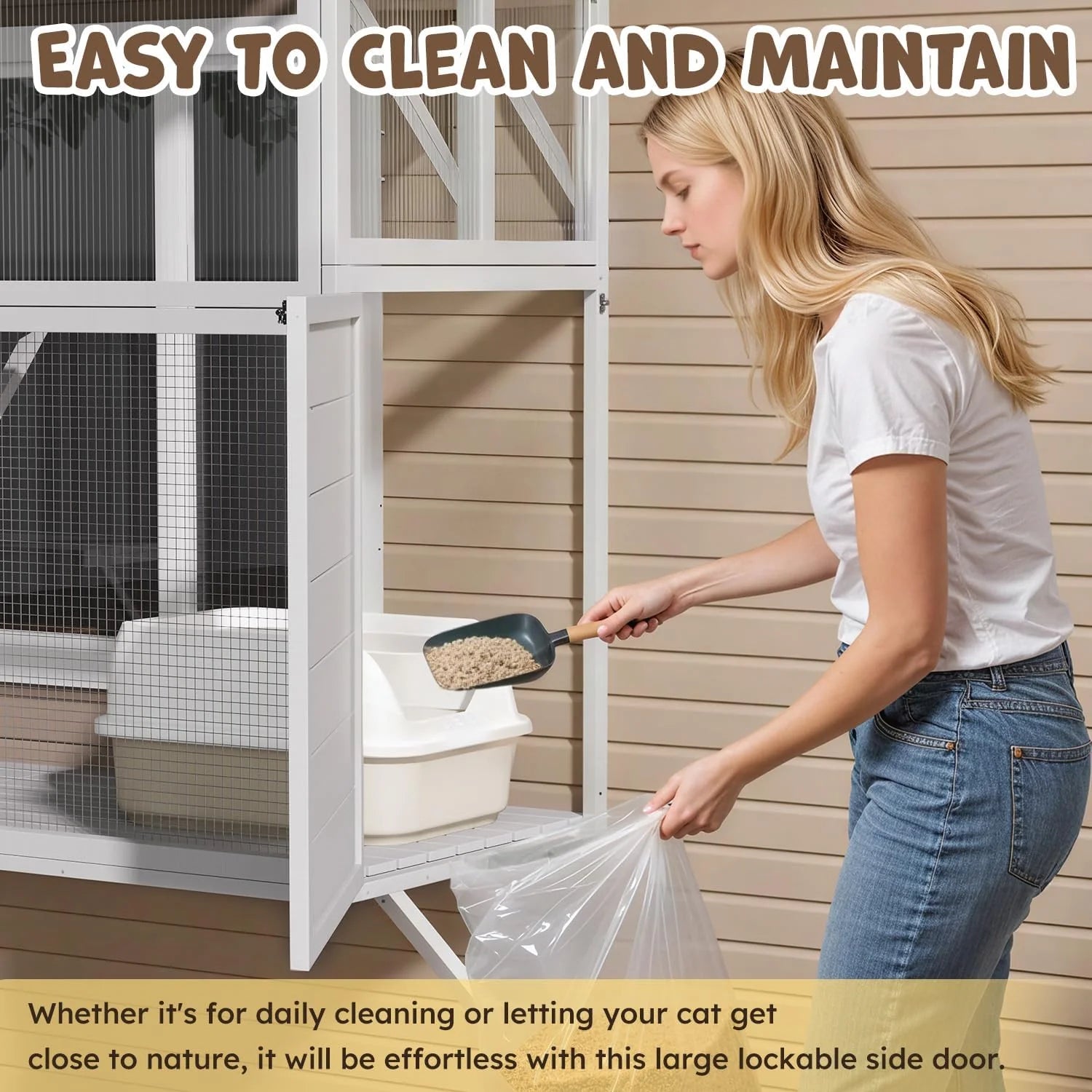 AECOJOY Catio Outdoor Cat Enclosure with Window Access, Large Window Catio Wood Cat House with 4 Platforms - Product image 15