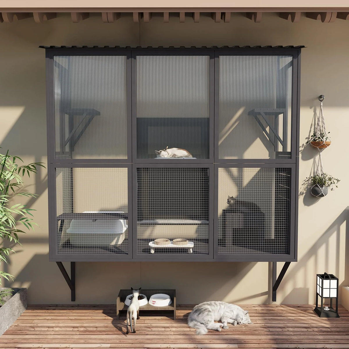 AECOJOY Catio Outdoor Cat Enclosure with Window Access, Large Window Catio Wood Cat House with 4 Platforms - Product image 10