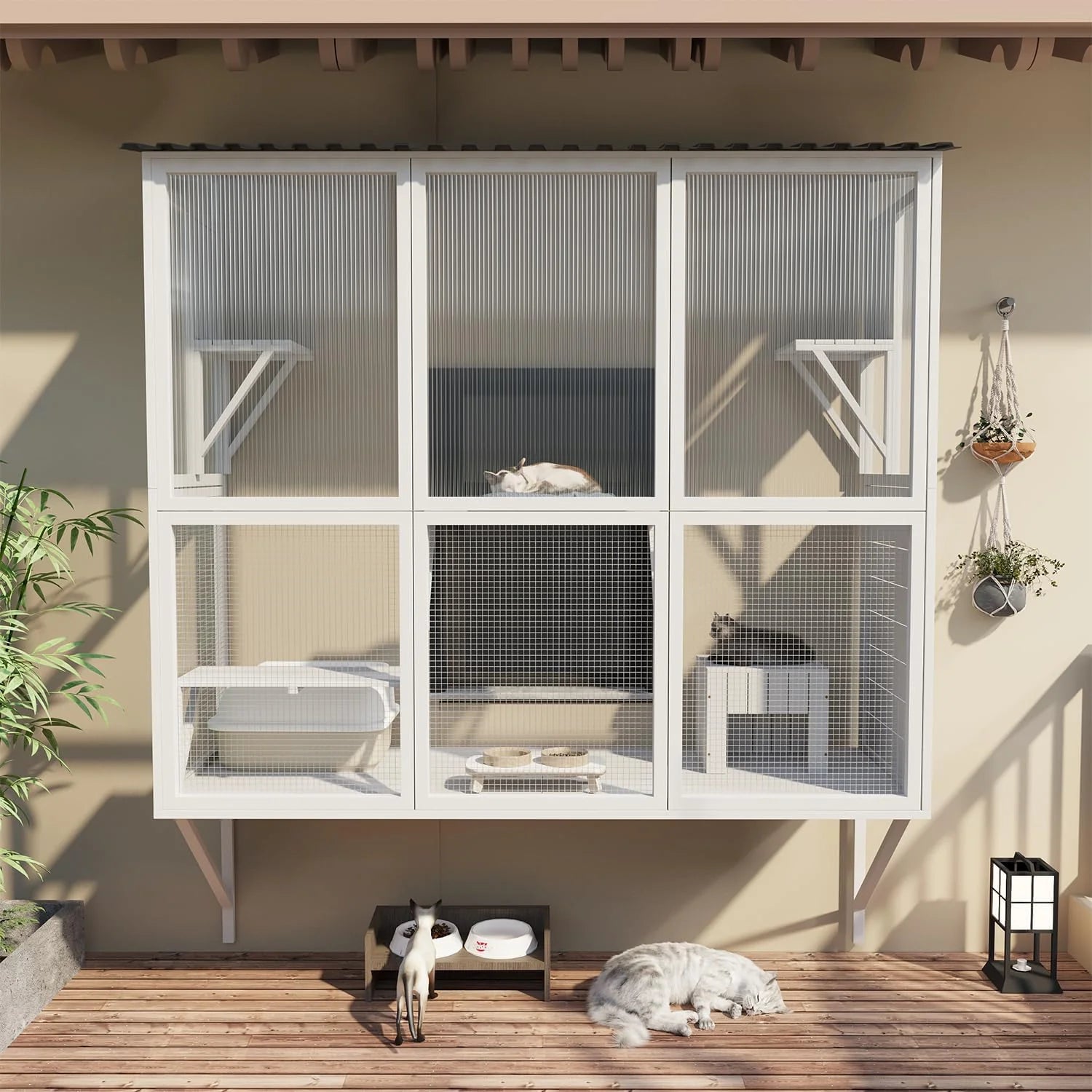 AECOJOY Catio Outdoor Cat Enclosure with Window Access, Large Window Catio Wood Cat House with 4 Platforms - Product image 18