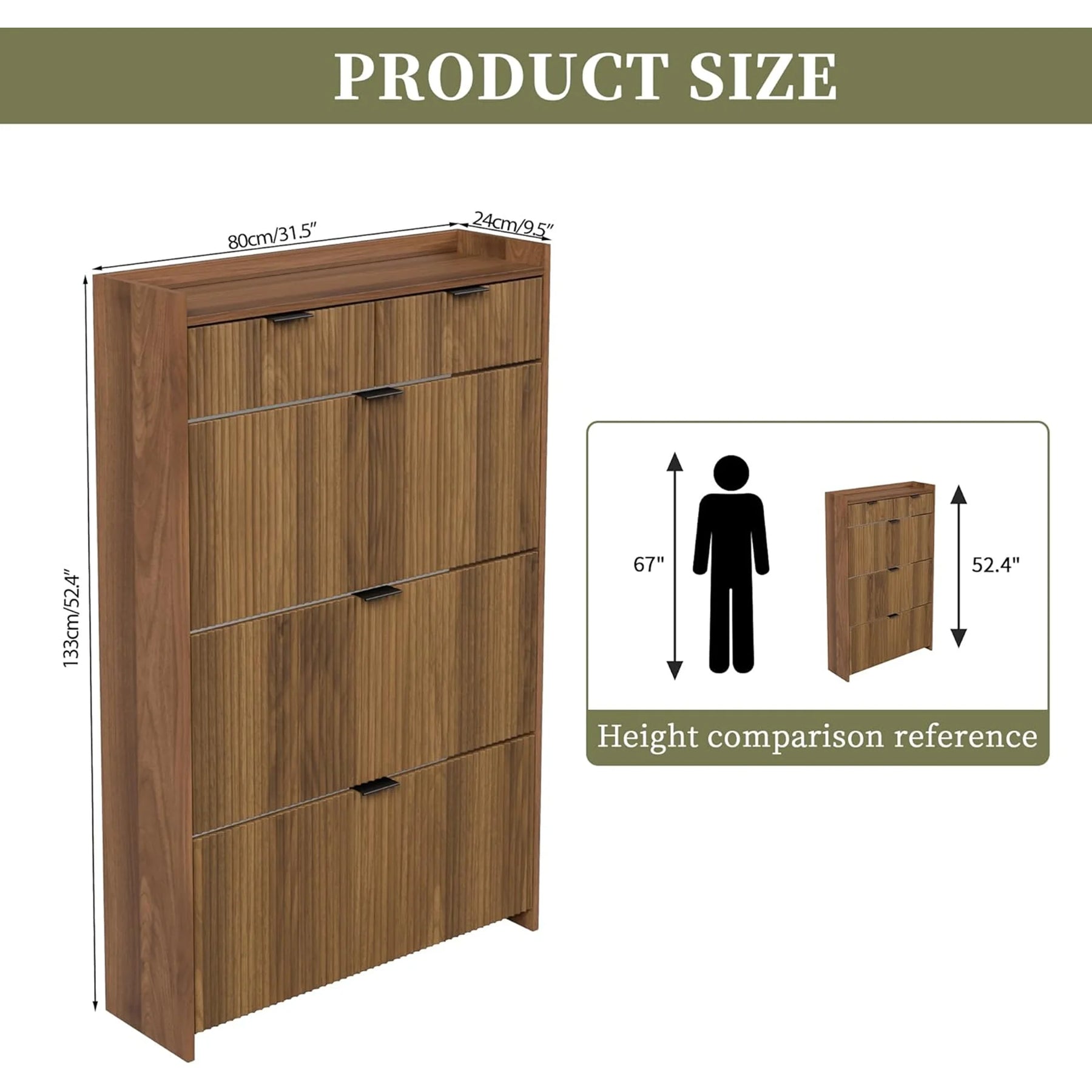 Shoe Cabinet, Free Standing Tipping Bucket Shoe Rack Organizer with 3 Flip Drawers - Product image 2
