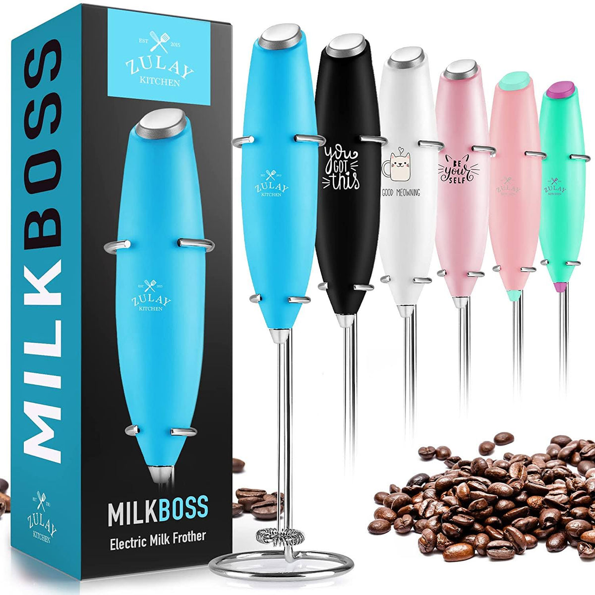 Zulay Kitchen High Powered Milk Frother Handheld Foam Maker for Lattes, Cappuccinos, Matcha, Frappe & More - Product image 1