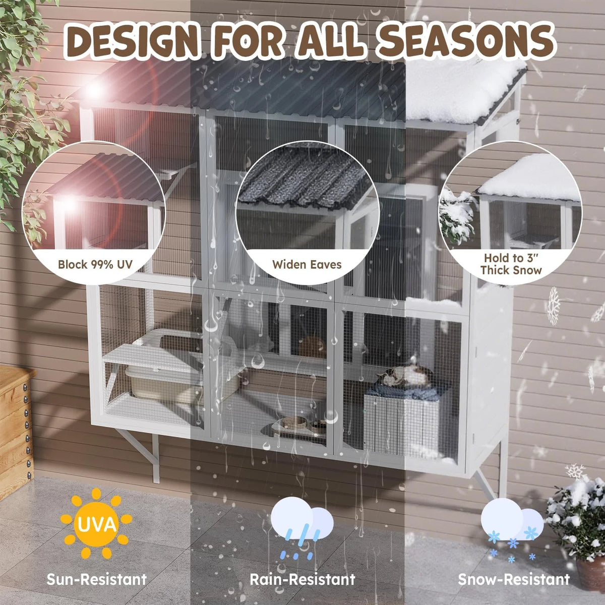 AECOJOY Catio Outdoor Cat Enclosure with Window Access, Large Window Catio Wood Cat House with 4 Platforms - Product image 17