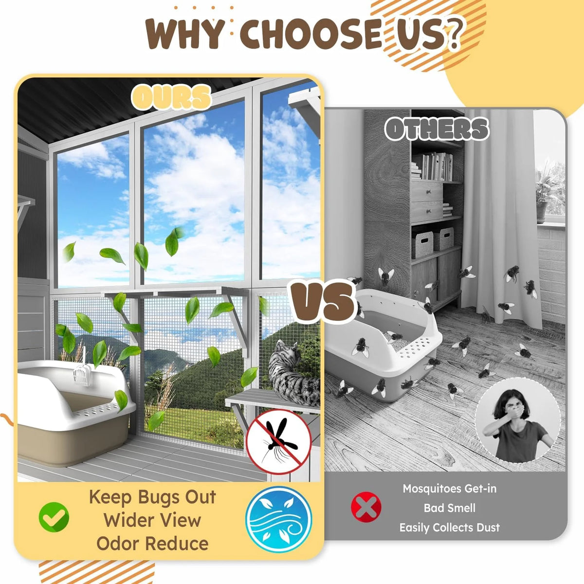 AECOJOY Catio Outdoor Cat Enclosure with Window Access, Large Window Catio Wood Cat House with 4 Platforms - Product image 14