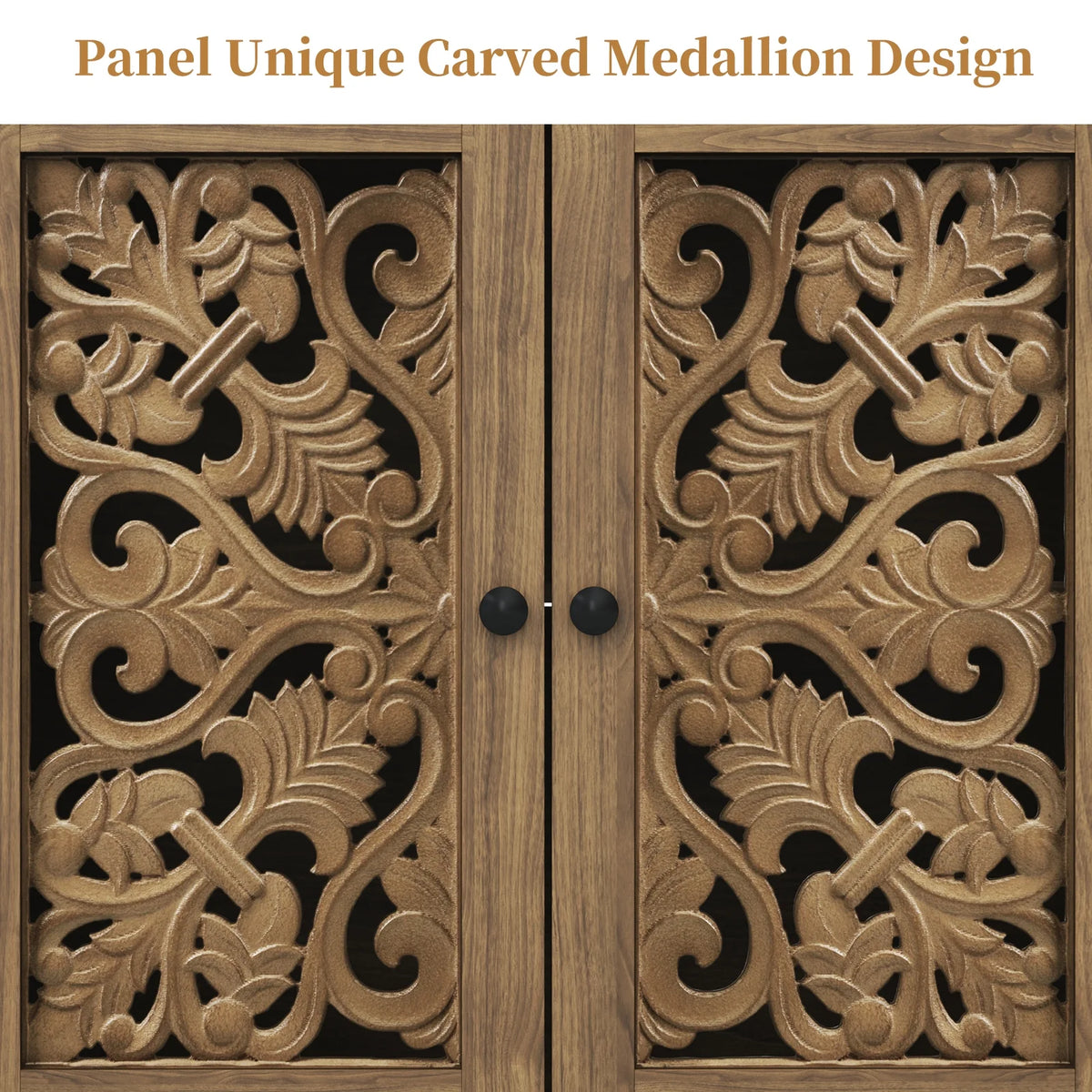 HLR 48" Accent Cabinet with 4 Doors, Vintage Hollow Carving Storage Credenza - Product image 17